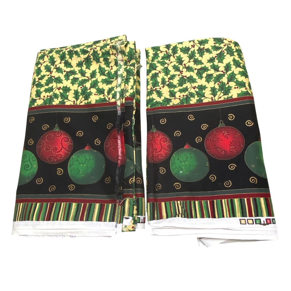 VIP by Cranston 2008 Christmas Ornament Holly Border Print Cotton Fabric 5.2 yds
